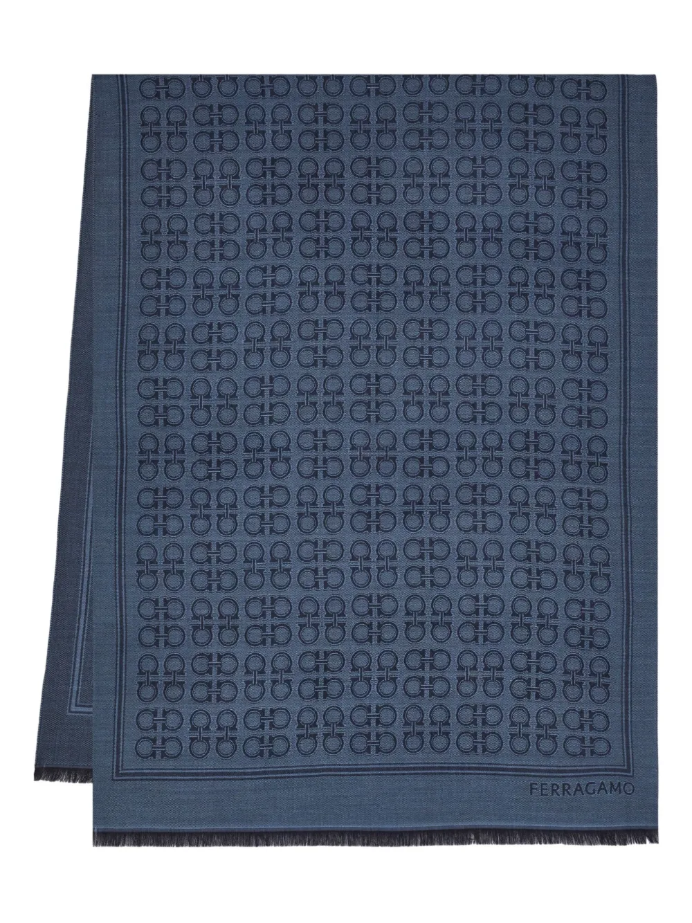 Ferragamo Sjaal met Gancini-patroon Blauw