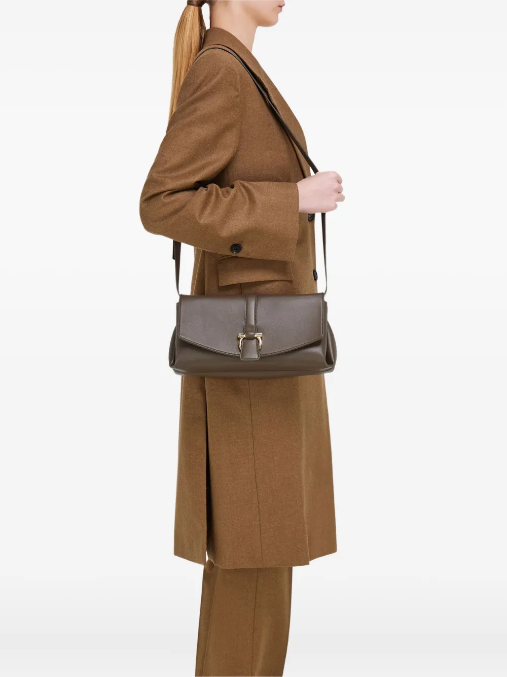 Ferragamo Leren schoudertas Grijs