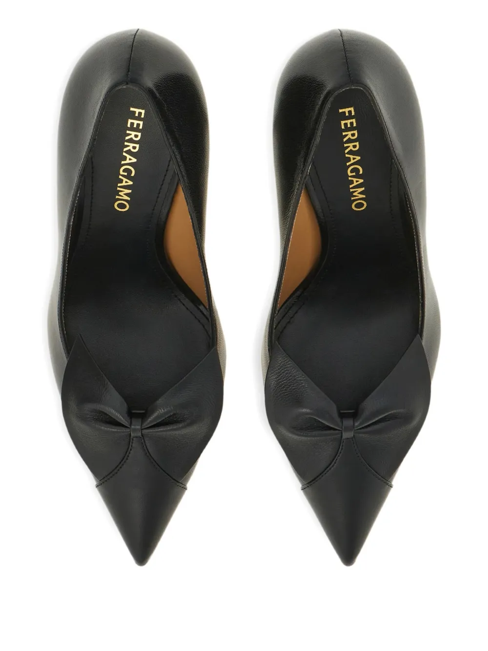 Ferragamo 70mm bow pointed pumps Black