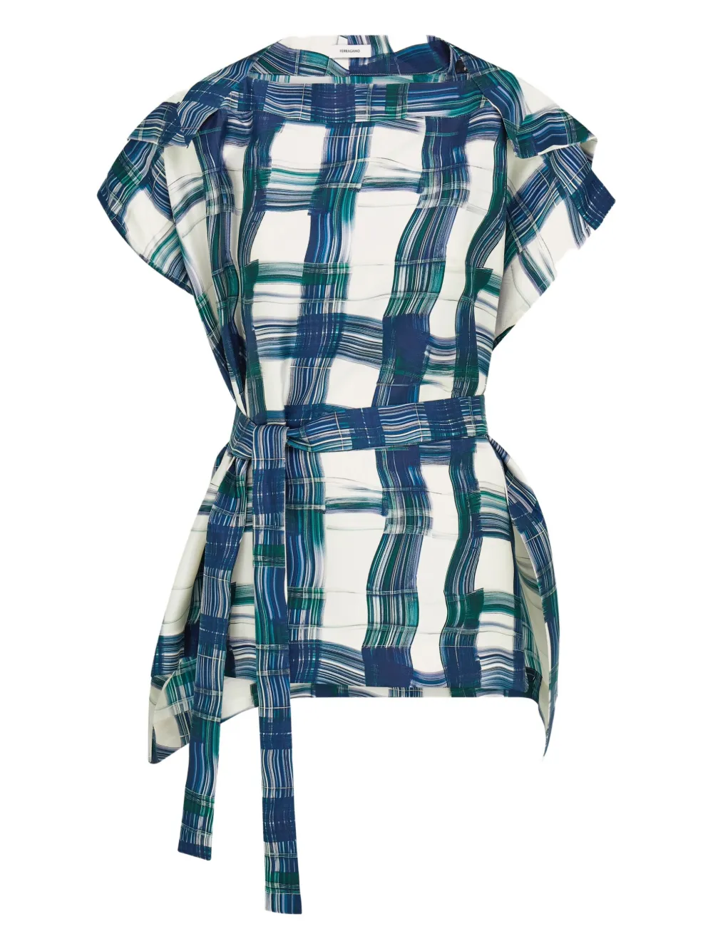 Ferragamo Geruite ceintuur top Blauw