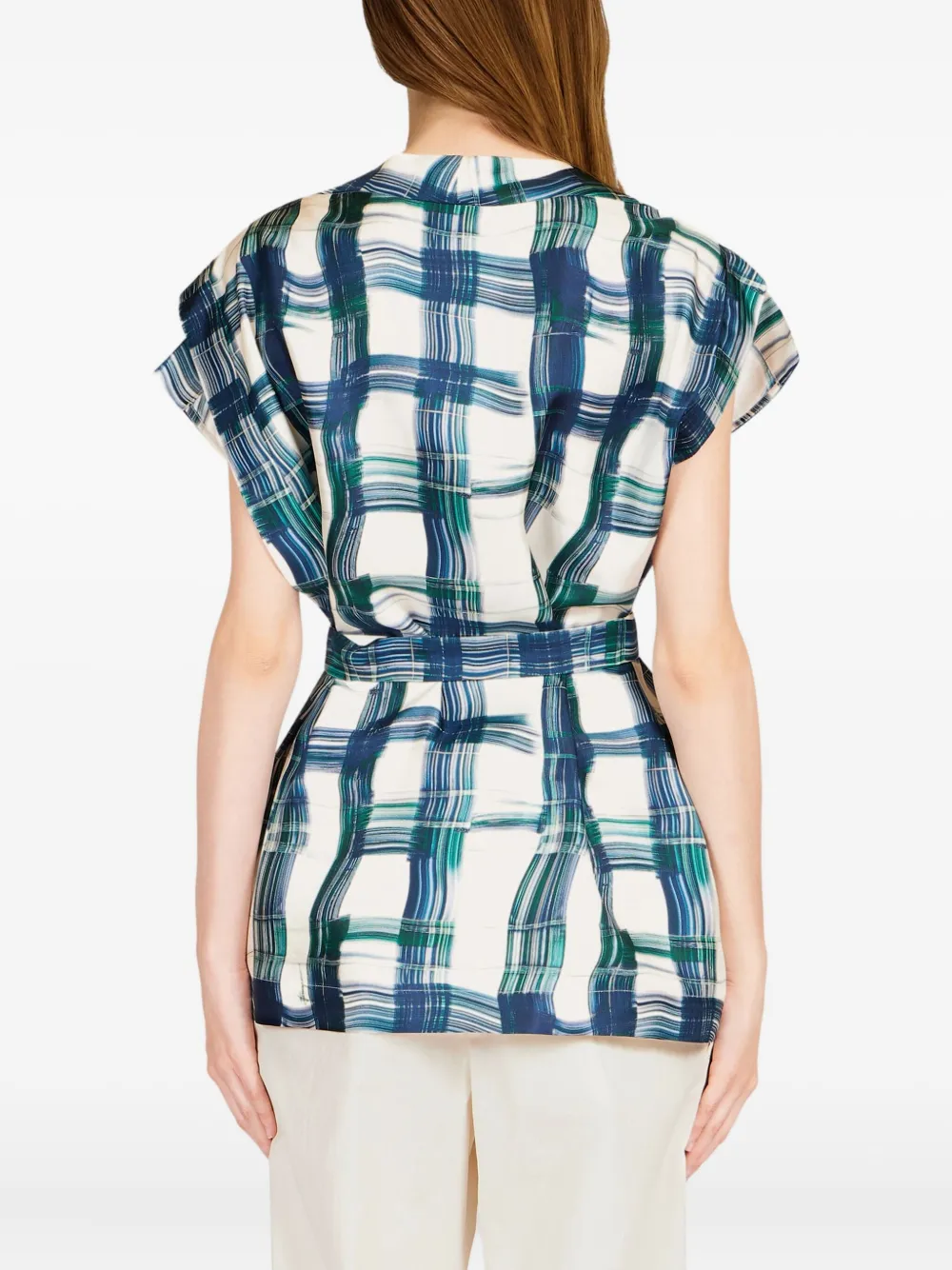 Ferragamo Geruite ceintuur top Blauw