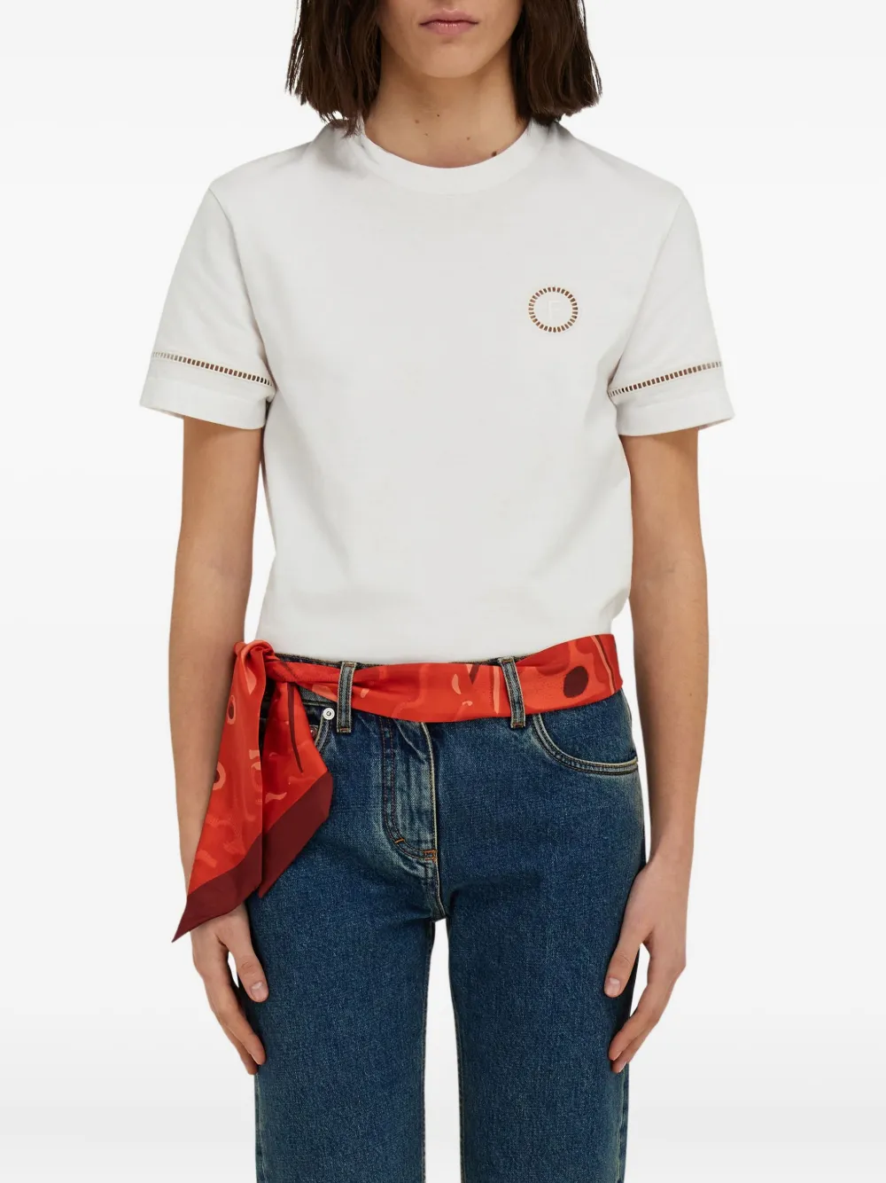 Ferragamo Zijden bandeau met Fish-print Rood