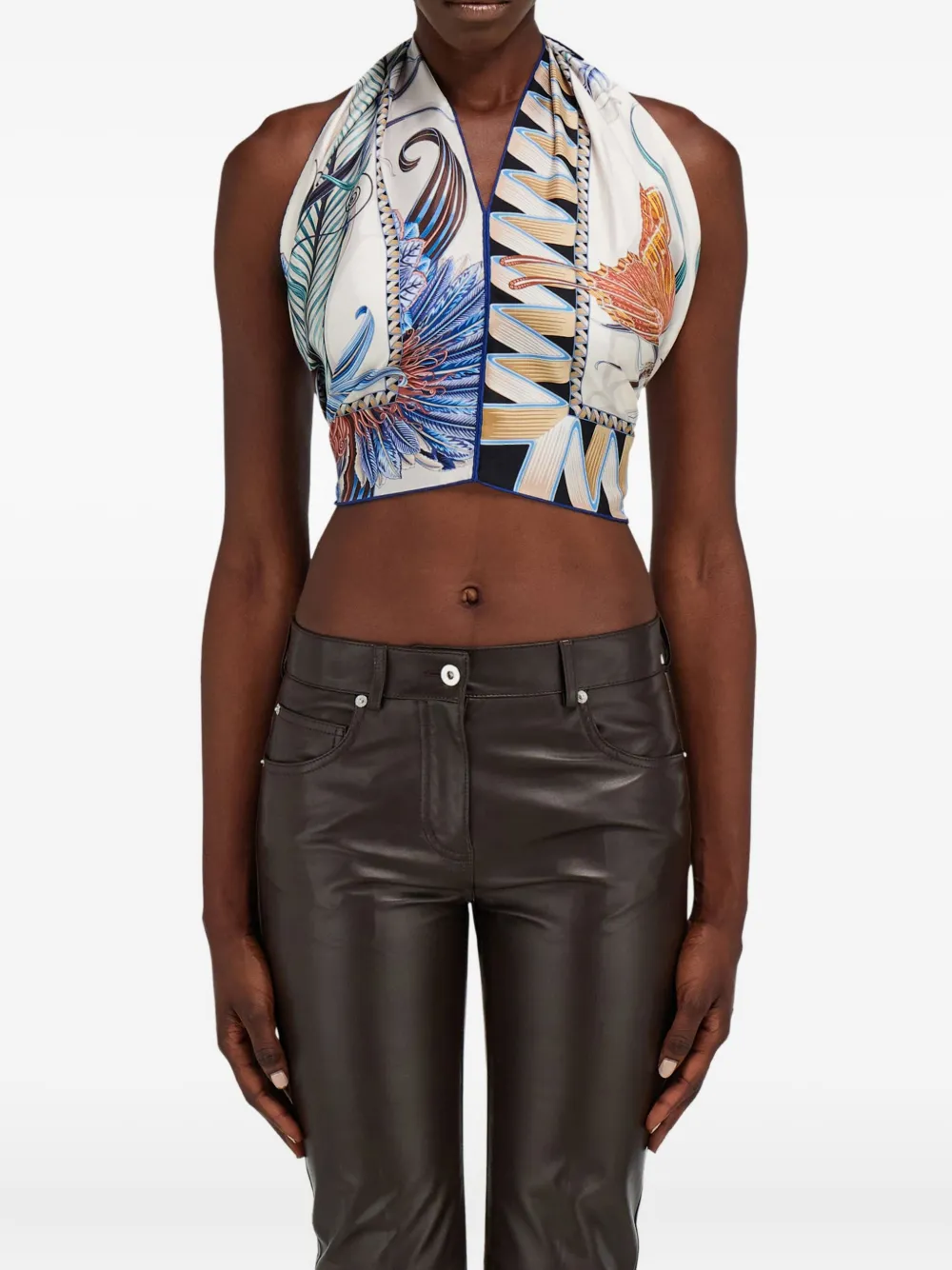 Ferragamo Giada printed halter-neck top - Blauw