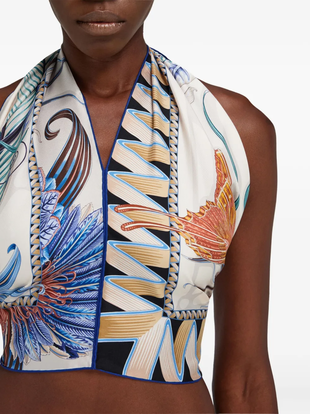 Ferragamo Giada Printed Halter-neck Top In Multi