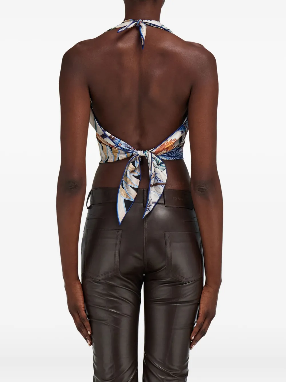Ferragamo Giada Printed Halter-neck Top In Multi