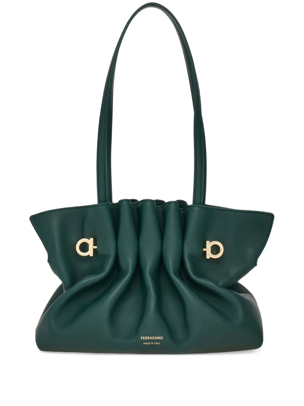 Ferragamo Soft schoudertas met ruches Groen