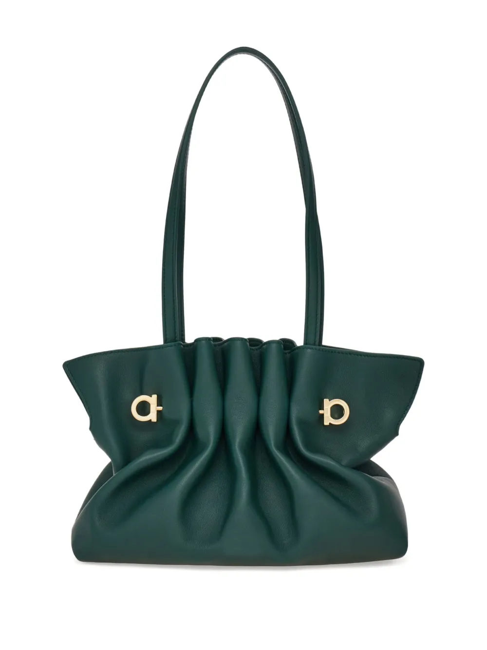 Ferragamo Soft schoudertas met ruches Groen