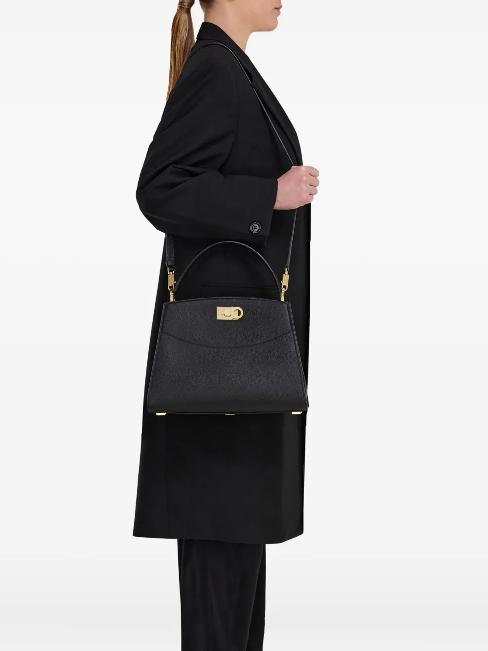 Ferragamo Studio Box medium shopper Zwart