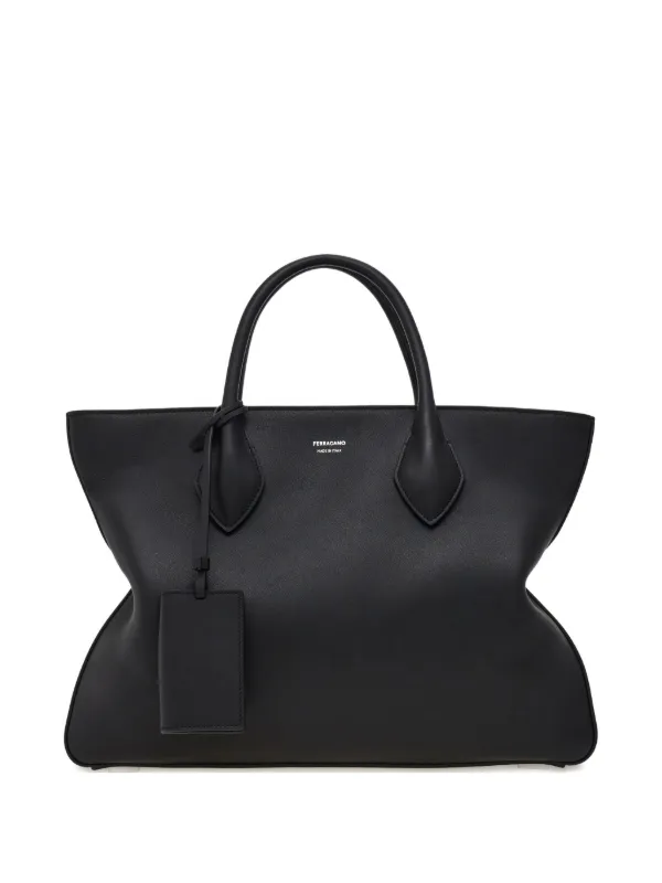 Ferragamo モノグラム ストラクチャード レザー トートバッグ