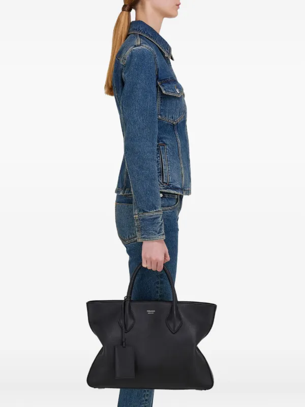 Ferragamo モノグラム ストラクチャード レザー トートバッグ