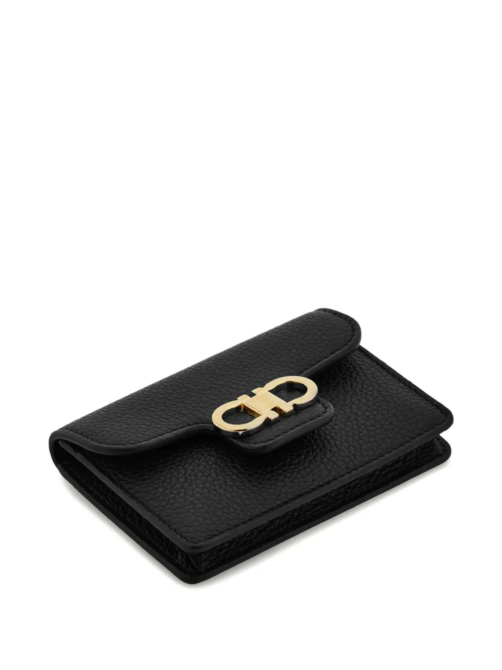 Ferragamo Gancini Calfskin Keyring Wallet In Black