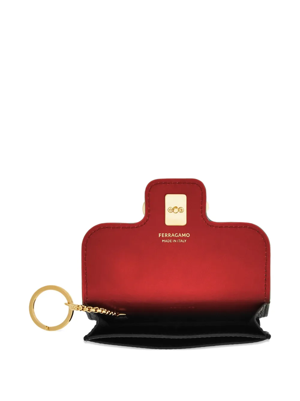 Ferragamo Gancini Calfskin Keyring Wallet In Black