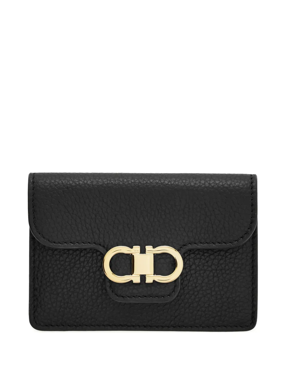 Ferragamo Gancini Calfskin Keyring Wallet In Black