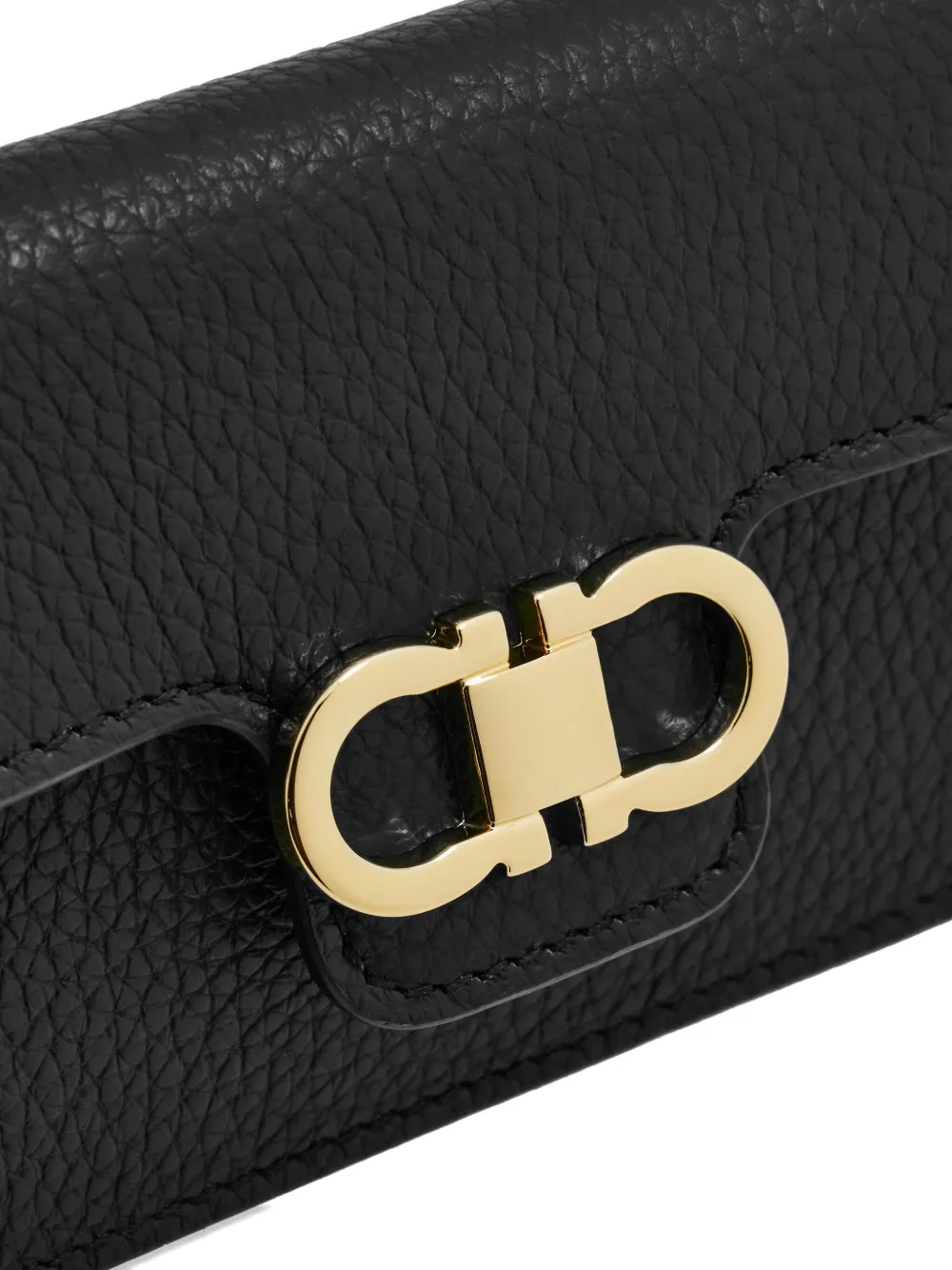 Ferragamo Gancini Calfskin Keyring Wallet In Black