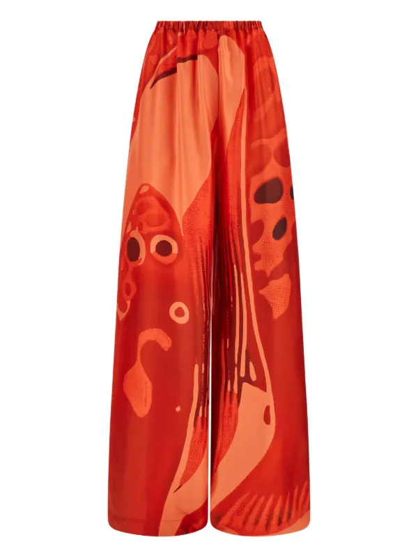 【関税込み】FERRAGAMO PALAZZO SILK PANTS Ferragamo Silk Palazzo Trousers | Red | FARFETCH JO