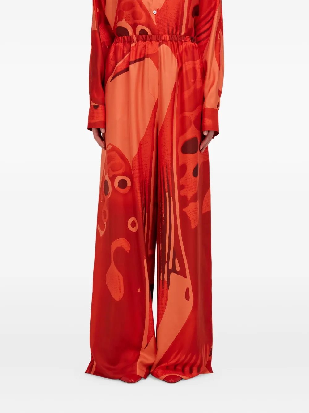 Ferragamo Zijden palazzo broek Rood