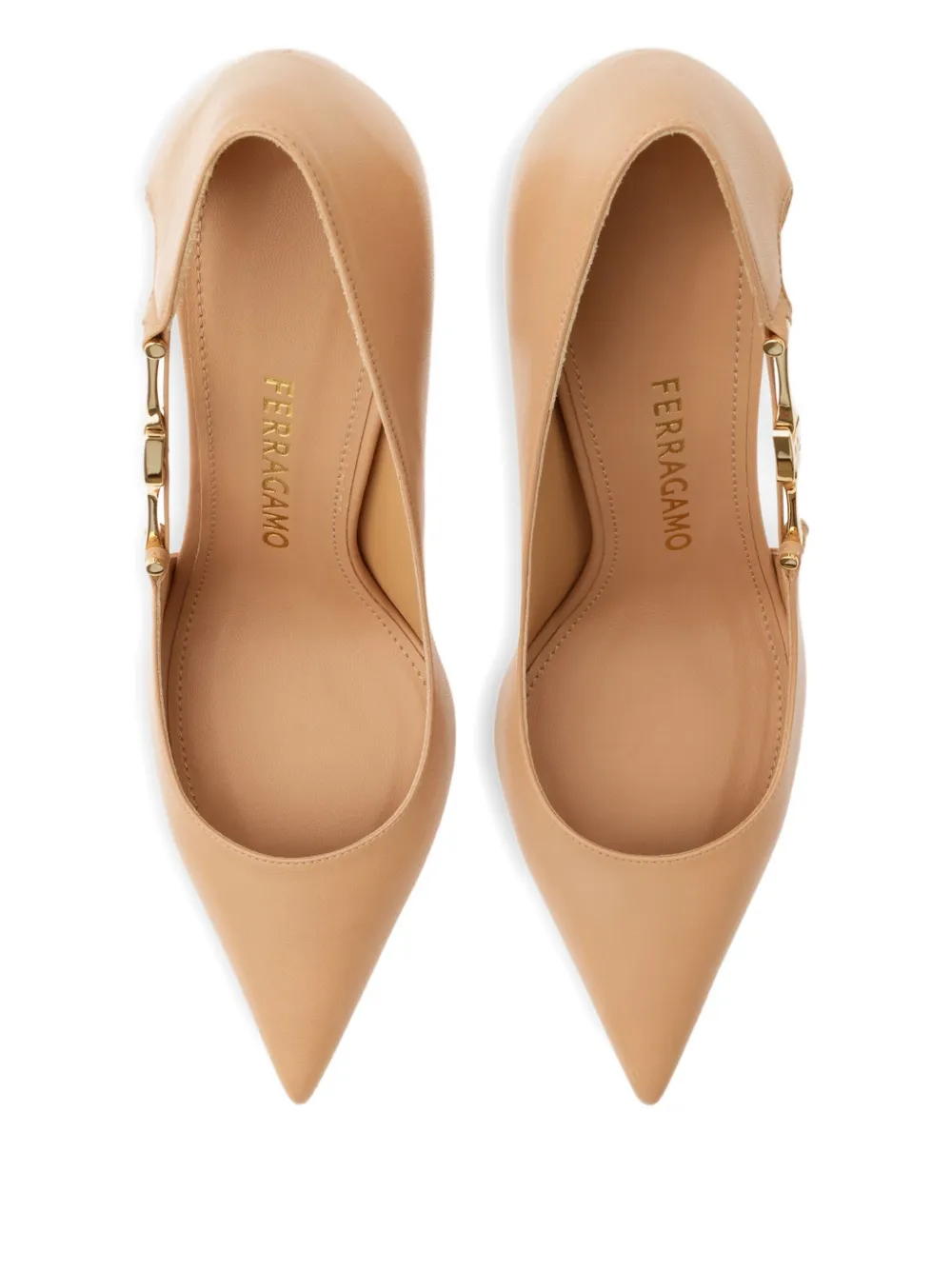 Ferragamo 95mm cut-out logo-detail pumps Neutrals