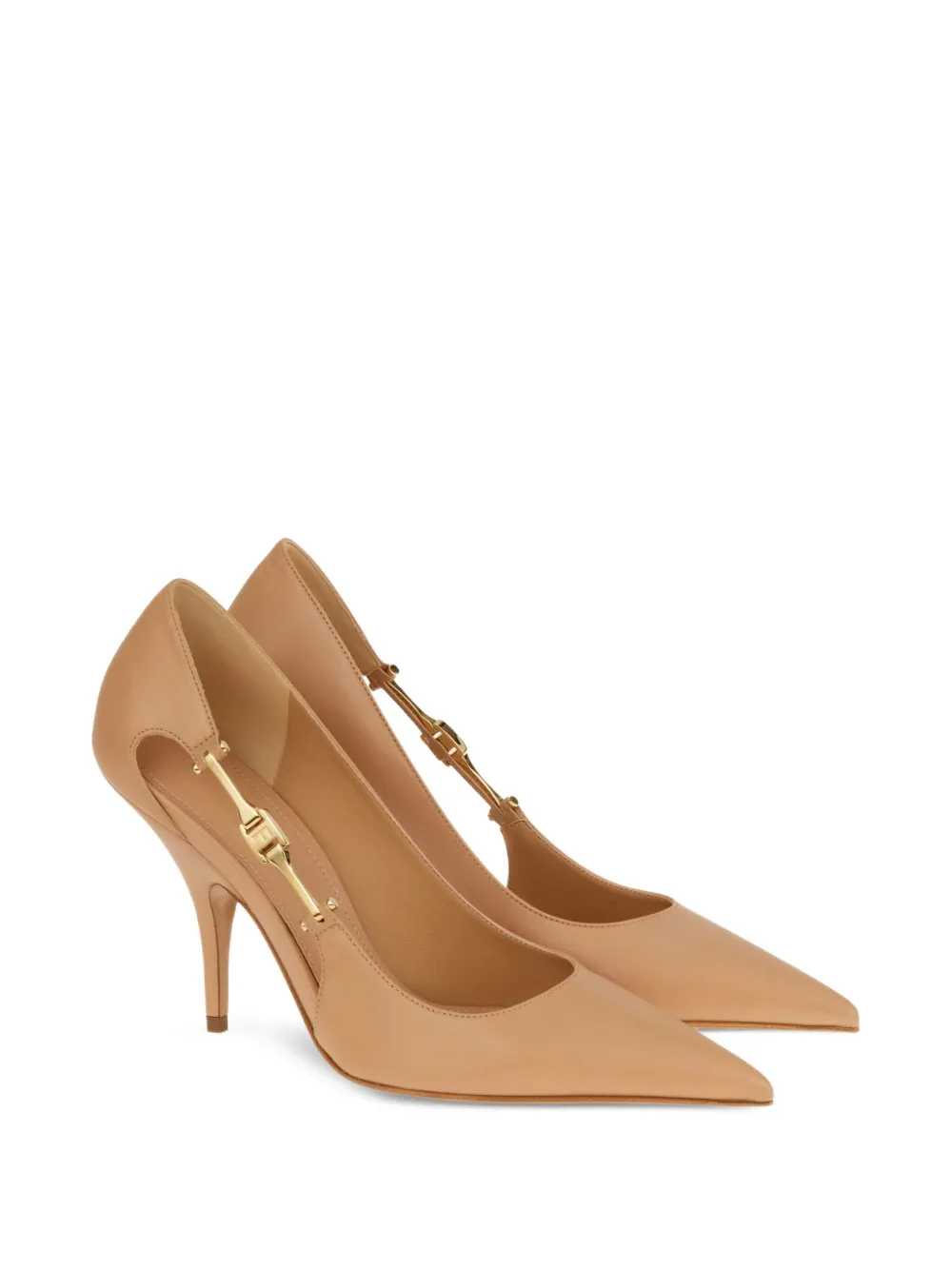 Ferragamo 95mm cut-out logo-detail pumps Neutrals