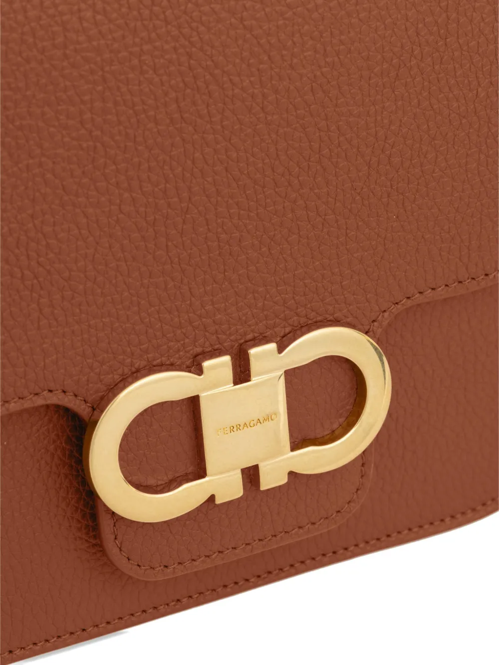 Ferragamo Double Gancini kleine schoudertas Cognac