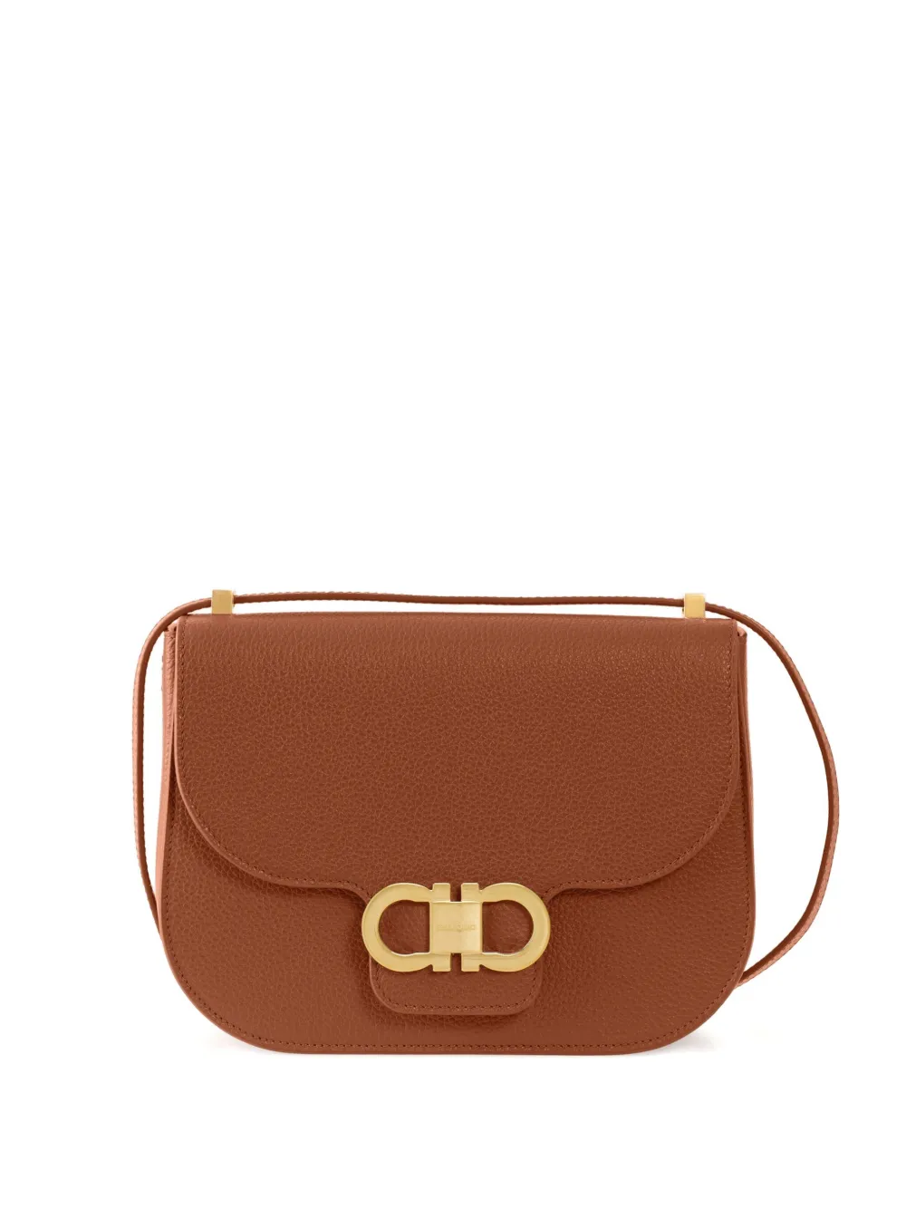 Ferragamo Double Gancini kleine schoudertas Cognac
