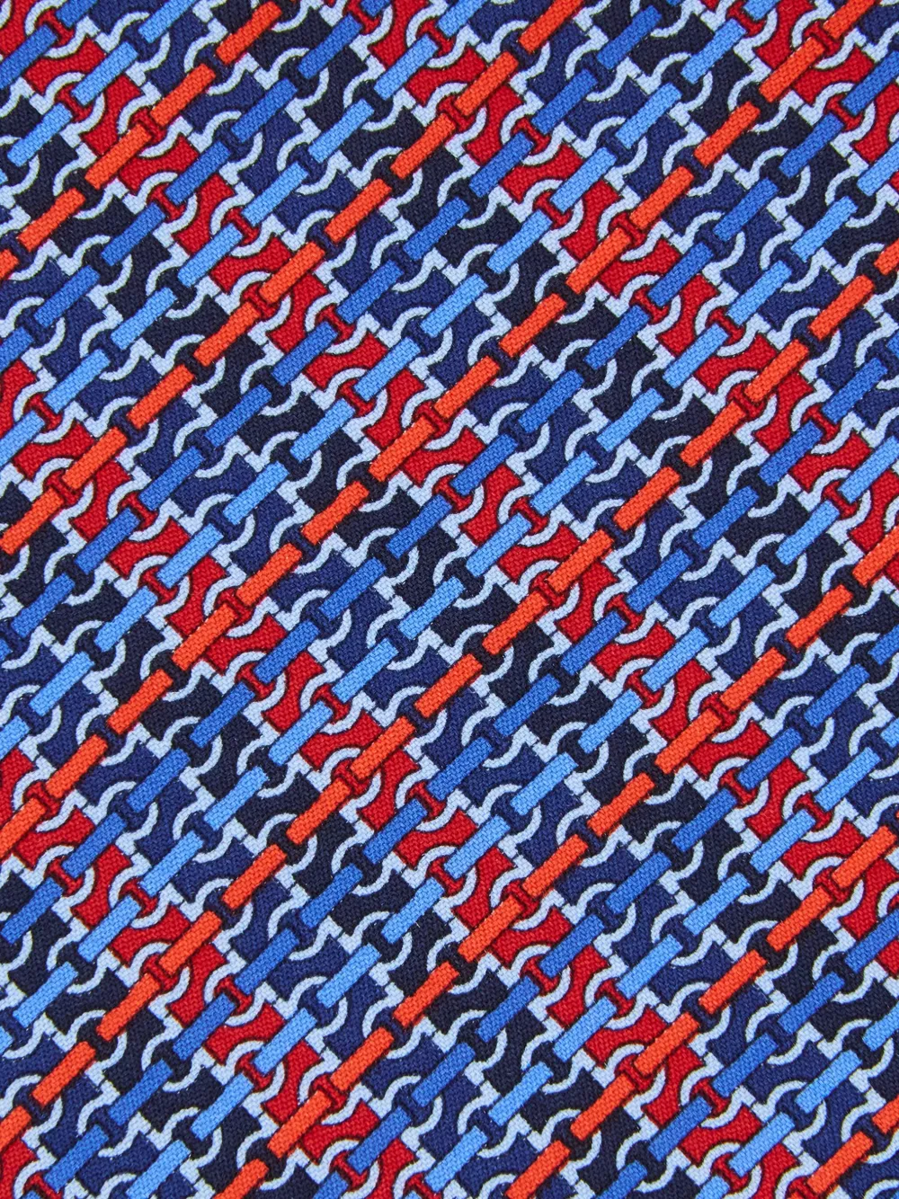 Ferragamo Gancini zijden stropdas met kettingprint Blauw