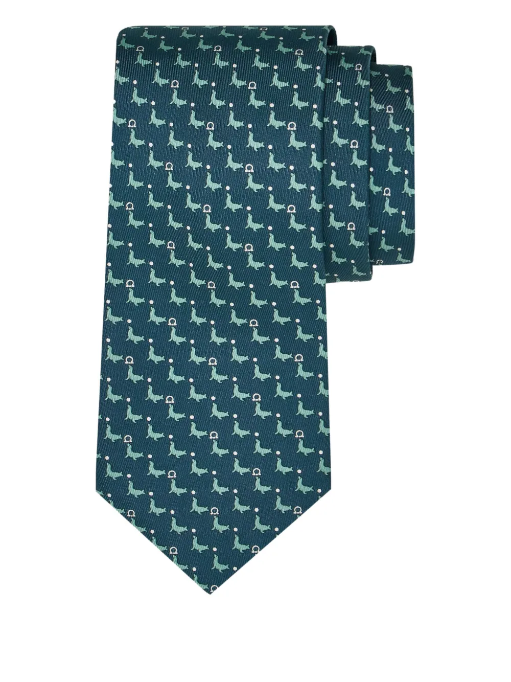 Ferragamo seal-print tie | Green | Image 1