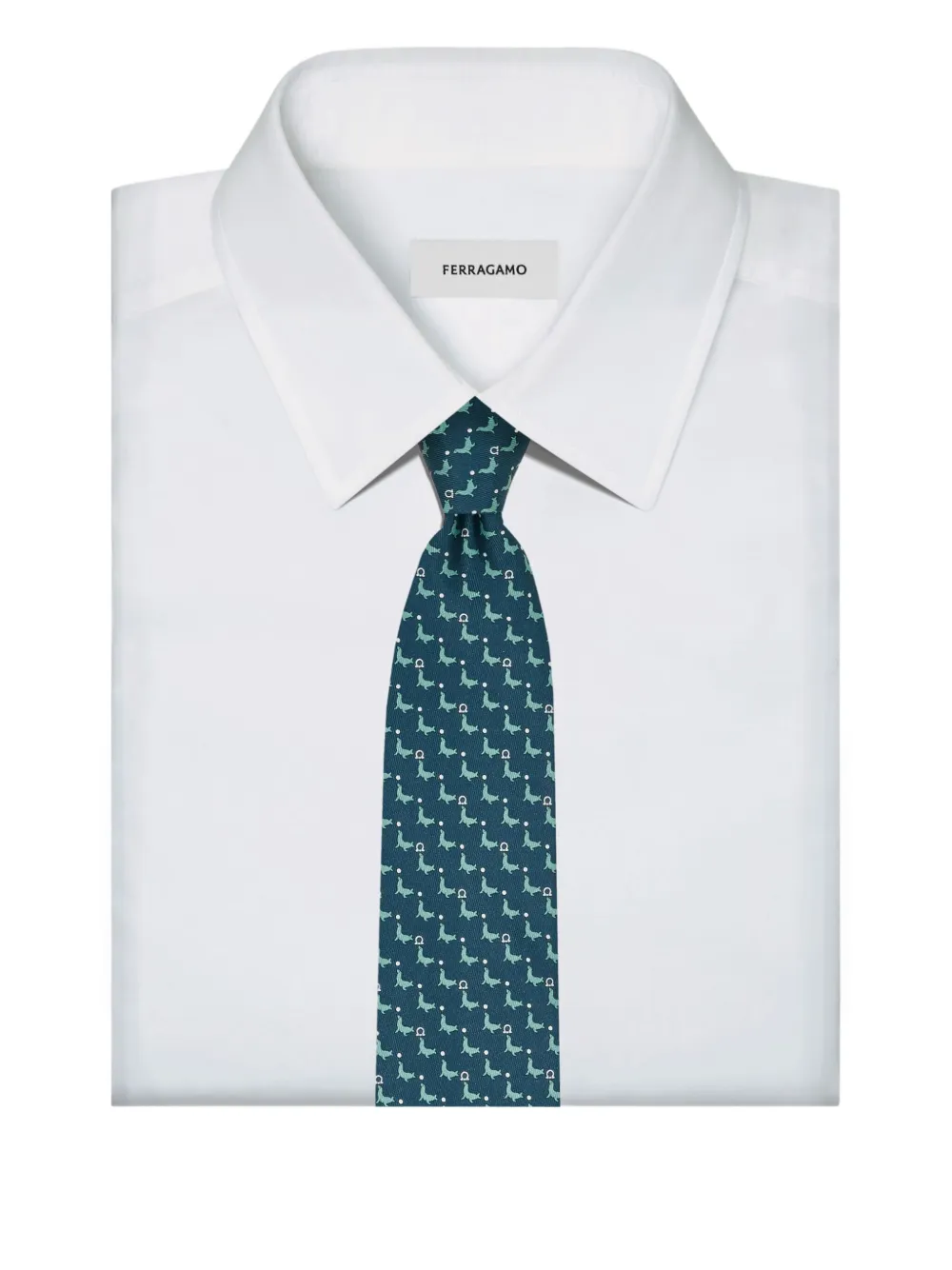 Ferragamo Stropdas met print Groen