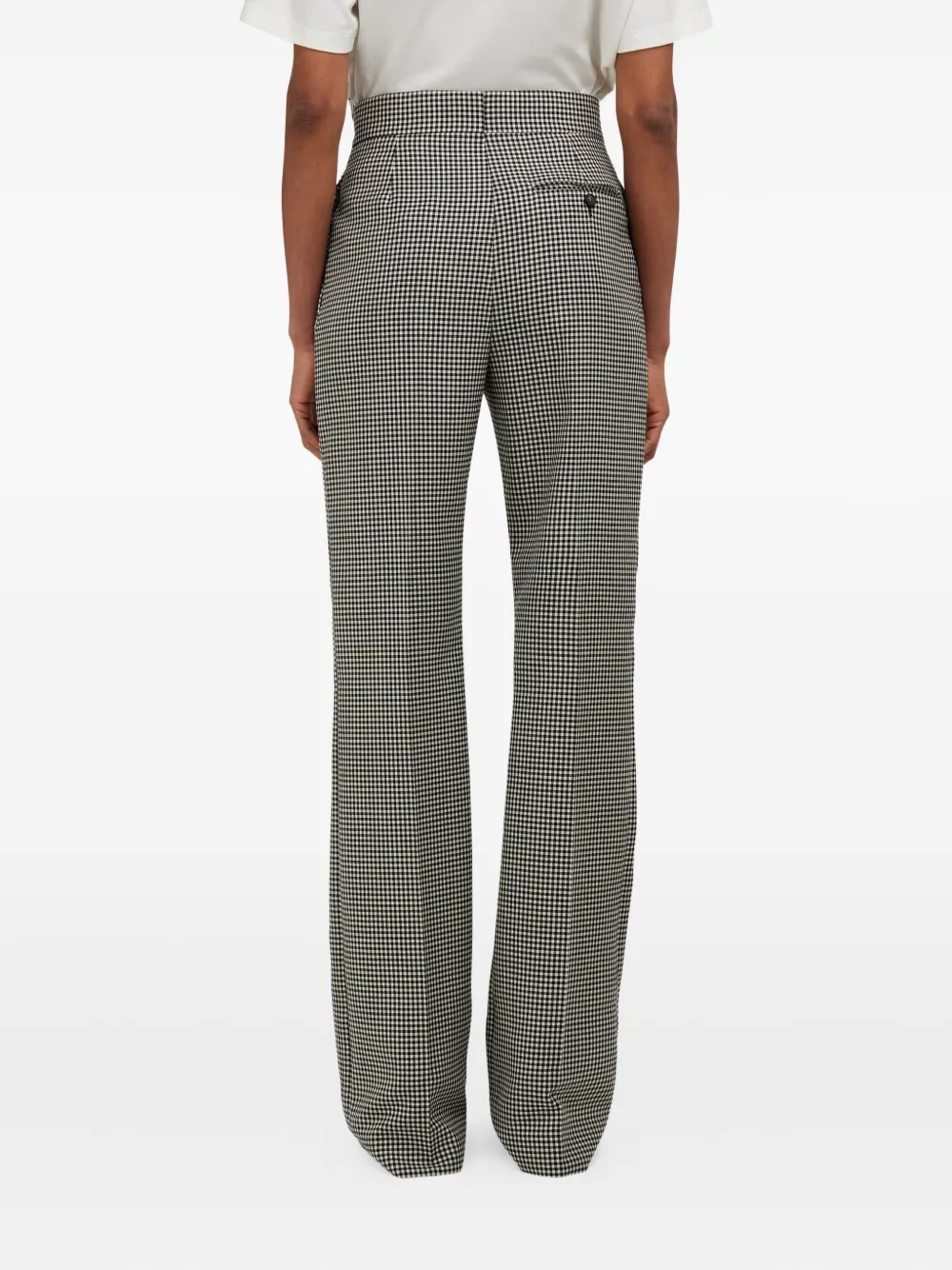 Ferragamo Gingham-pattern Trousers In Black