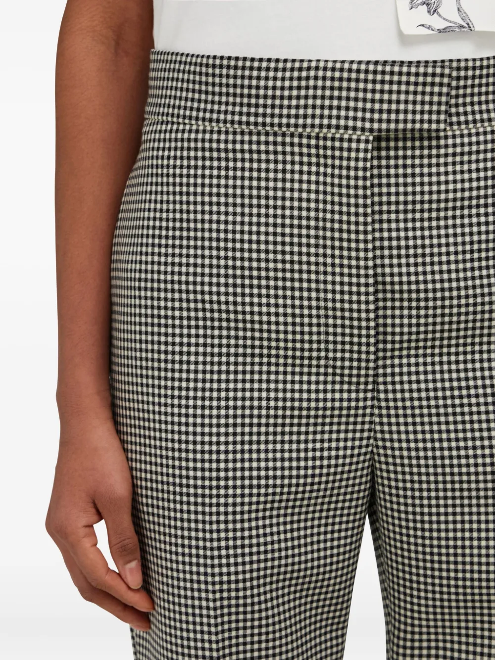 Ferragamo Gingham-pattern Trousers In Black