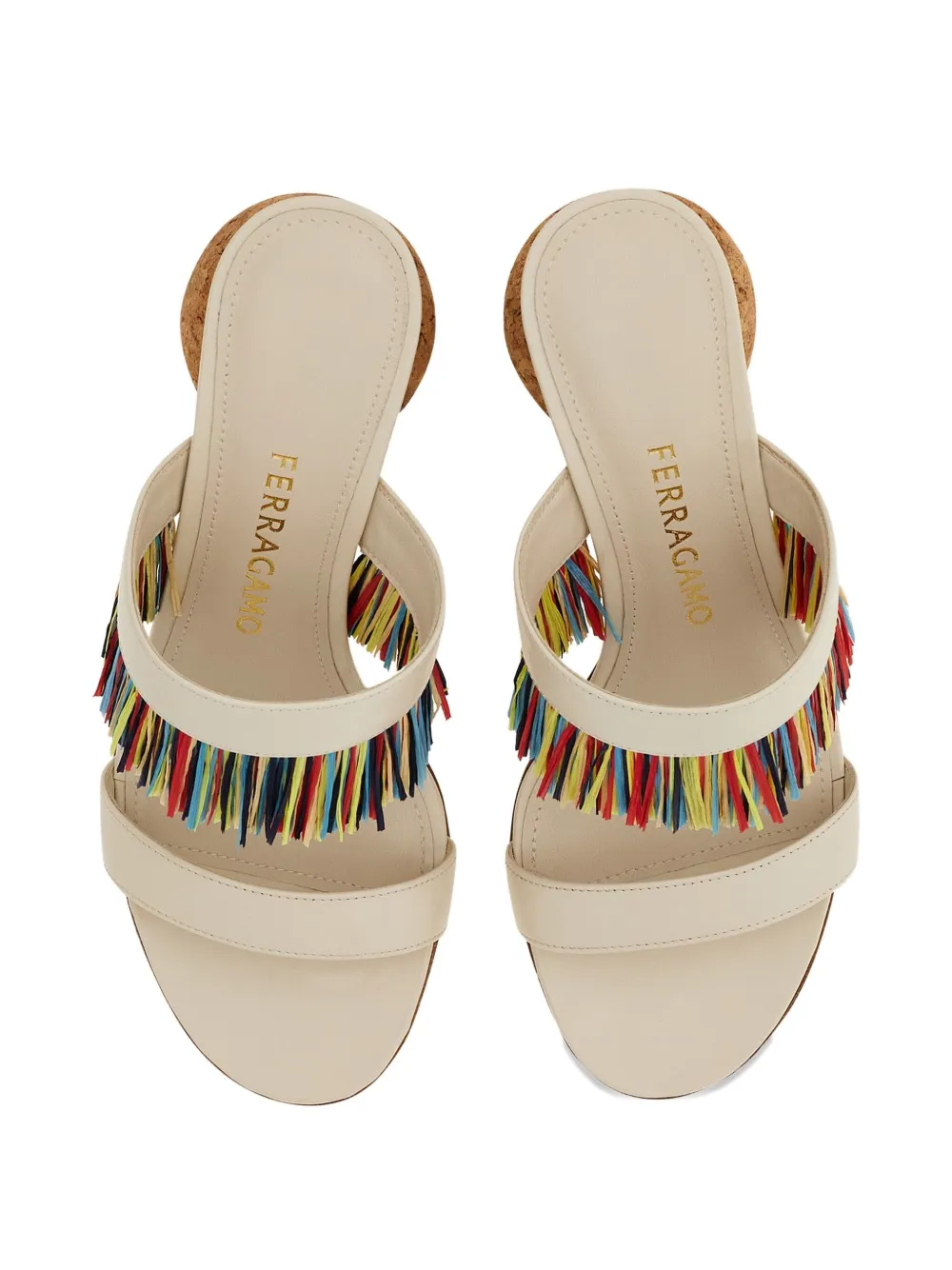 Ferragamo 75mm fringed sandals White