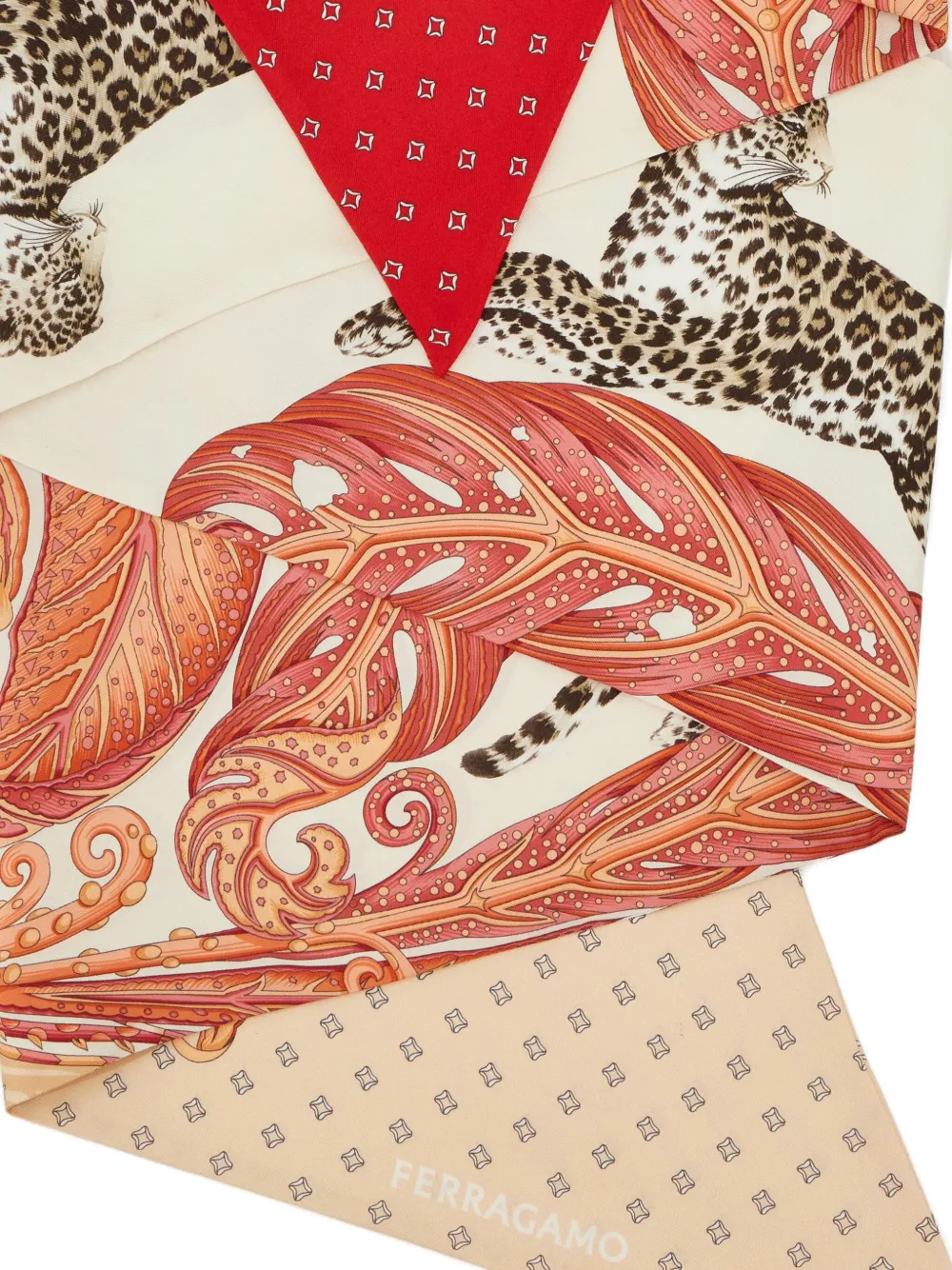 Ferragamo Zijden bandeau met Madras-print Rood