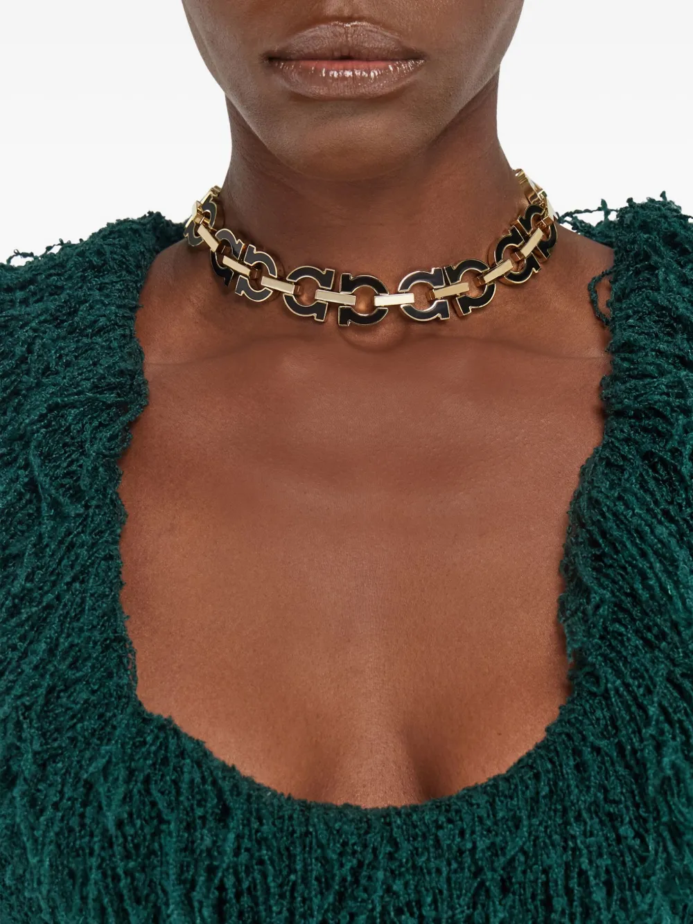 Ferragamo Logo-link Necklace In Gold