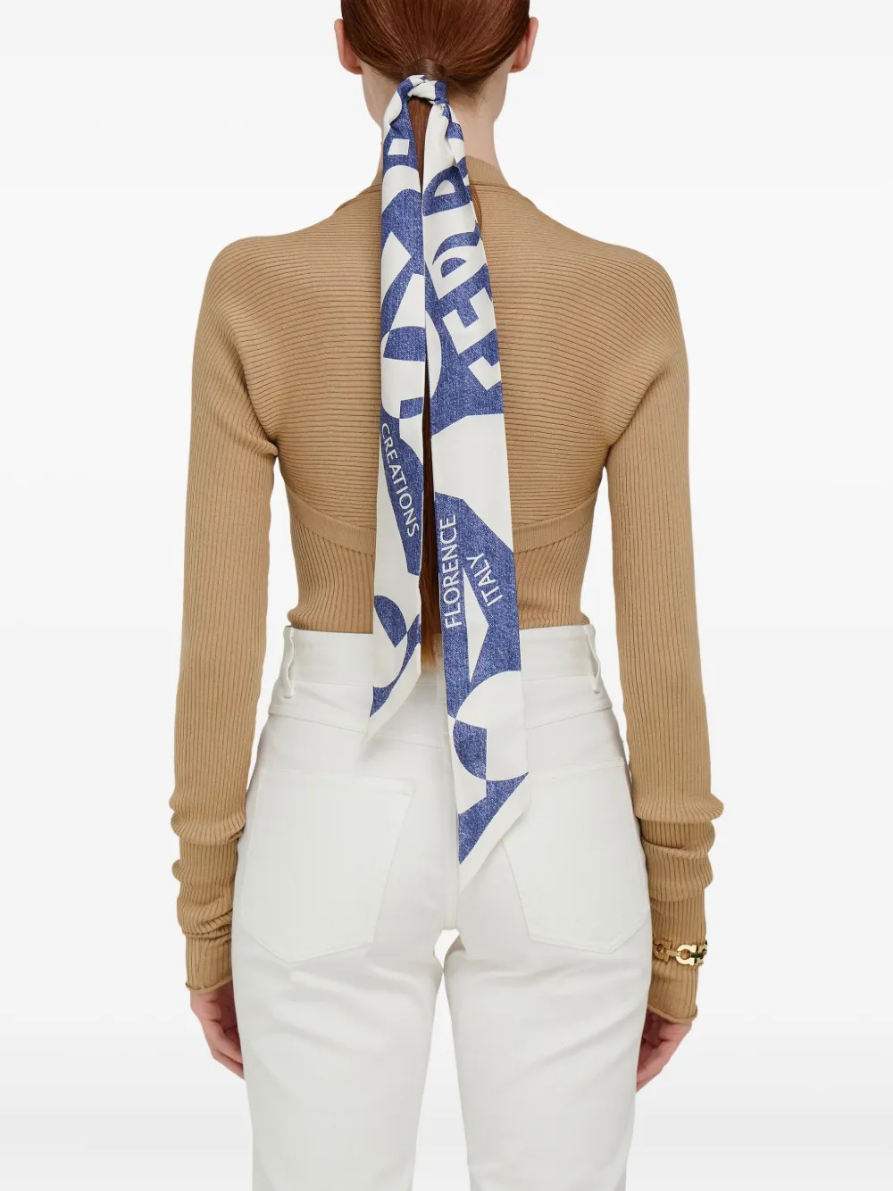 Ferragamo Zijden bandeau met Venna-print Blauw
