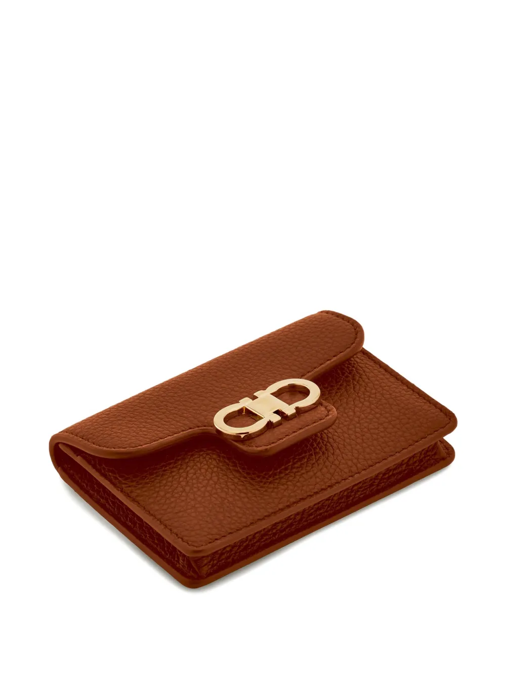 Ferragamo Gancini kalfsleren portemonnee Bruin