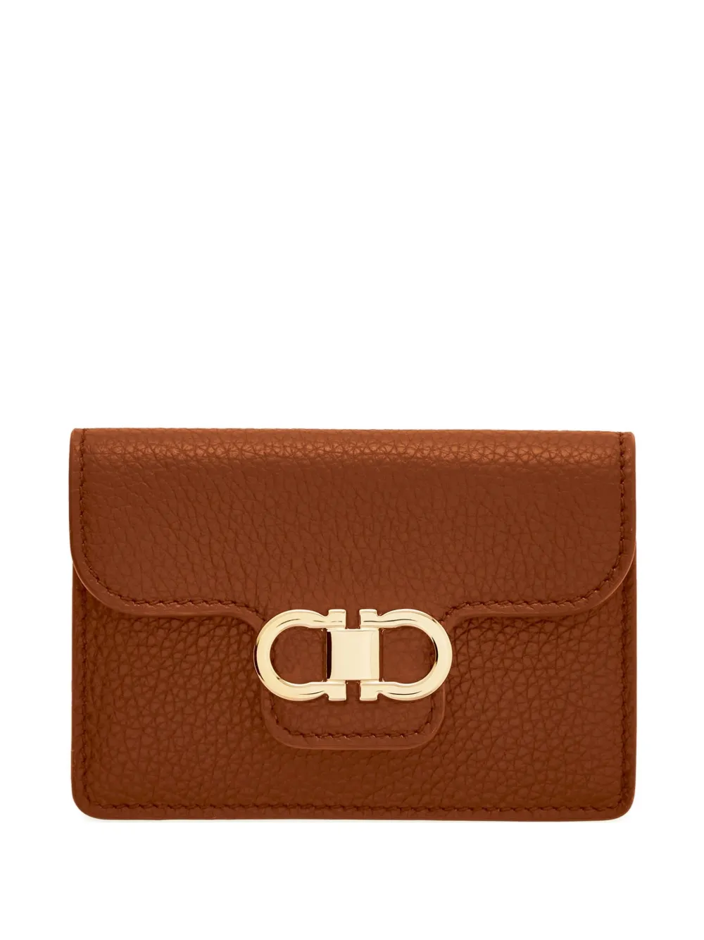 Ferragamo Gancini kalfsleren portemonnee Bruin
