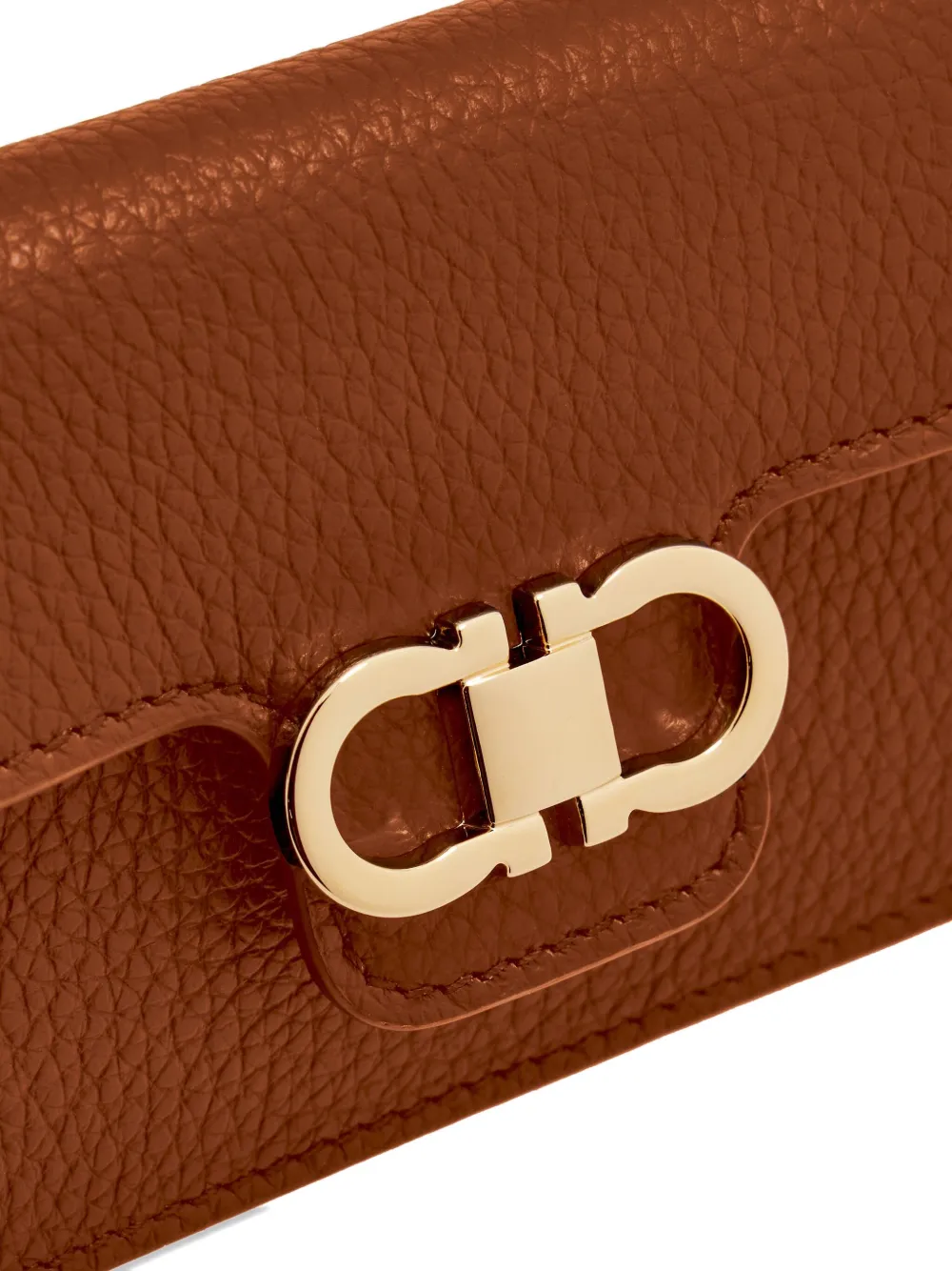 Ferragamo Gancini kalfsleren portemonnee Bruin