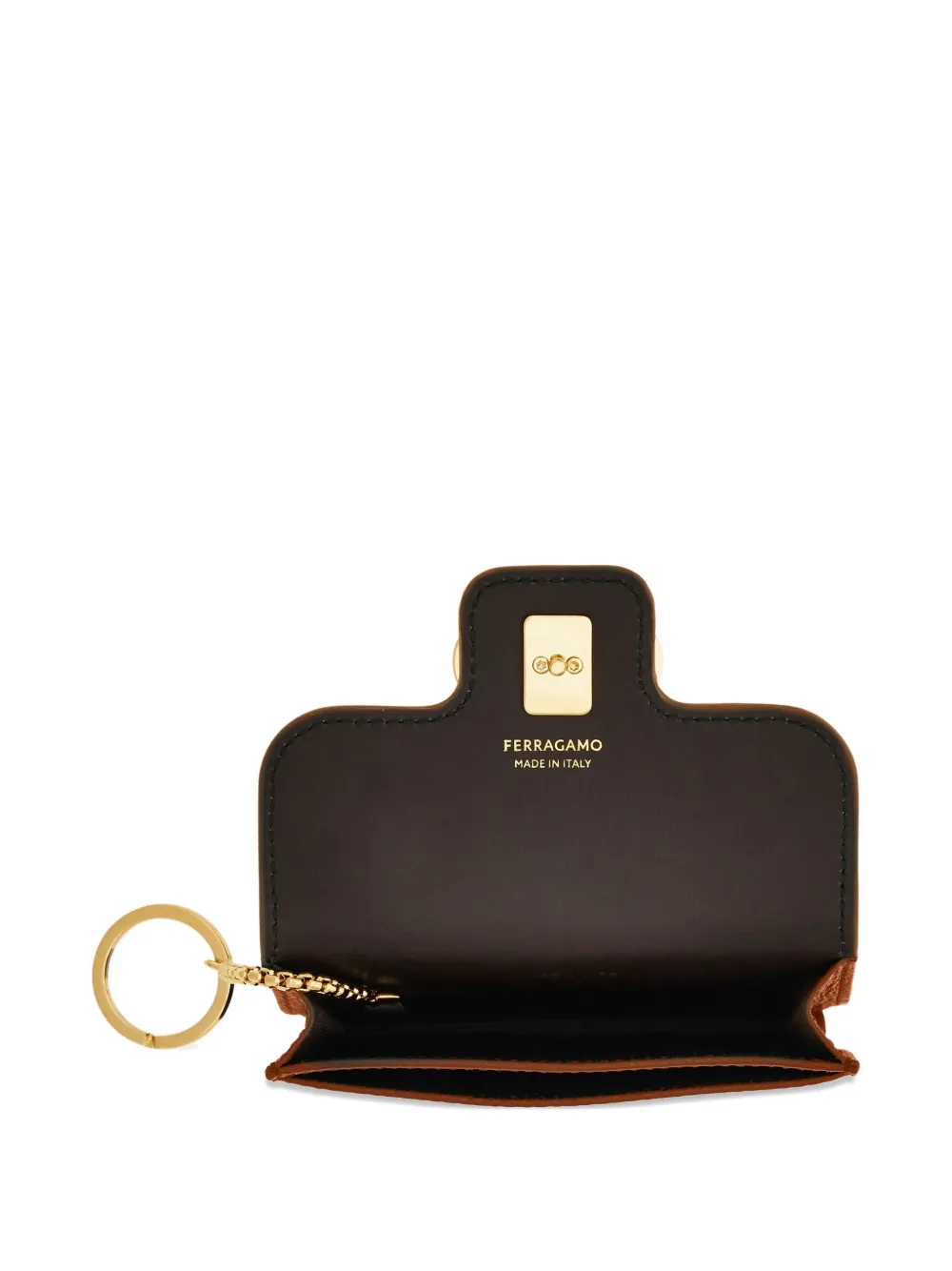Ferragamo Gancini kalfsleren portemonnee Bruin