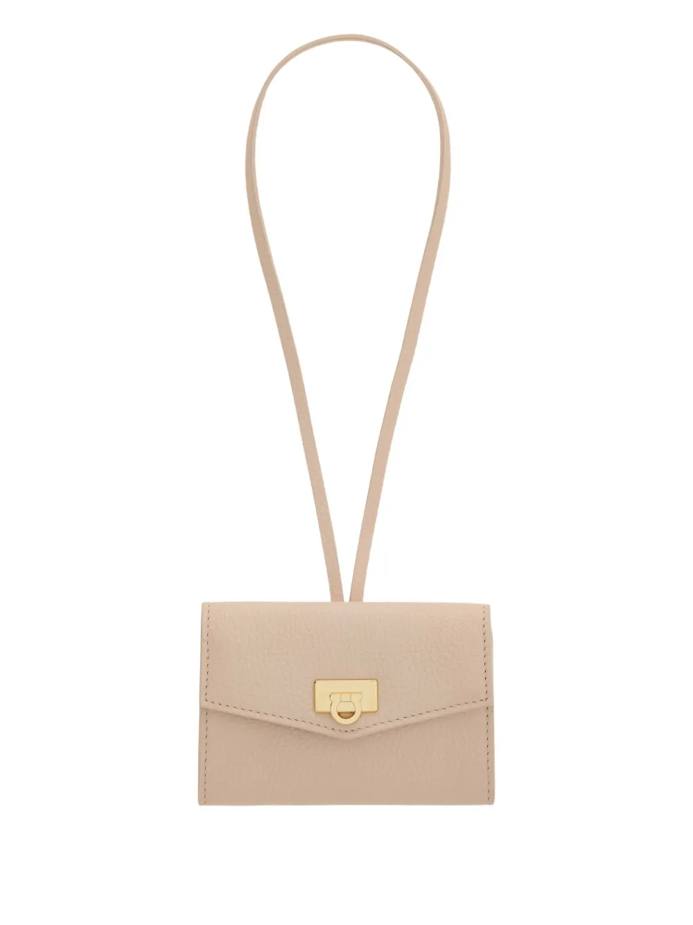 Ferragamo Gancini-buckle Calfskin Keyring In Pink