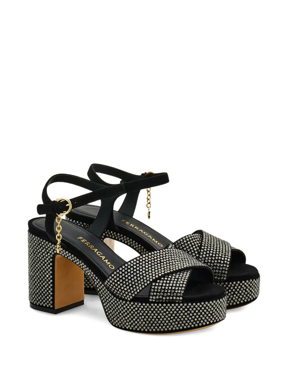 Ferragamo 85mm crystal-embellished sandals Black