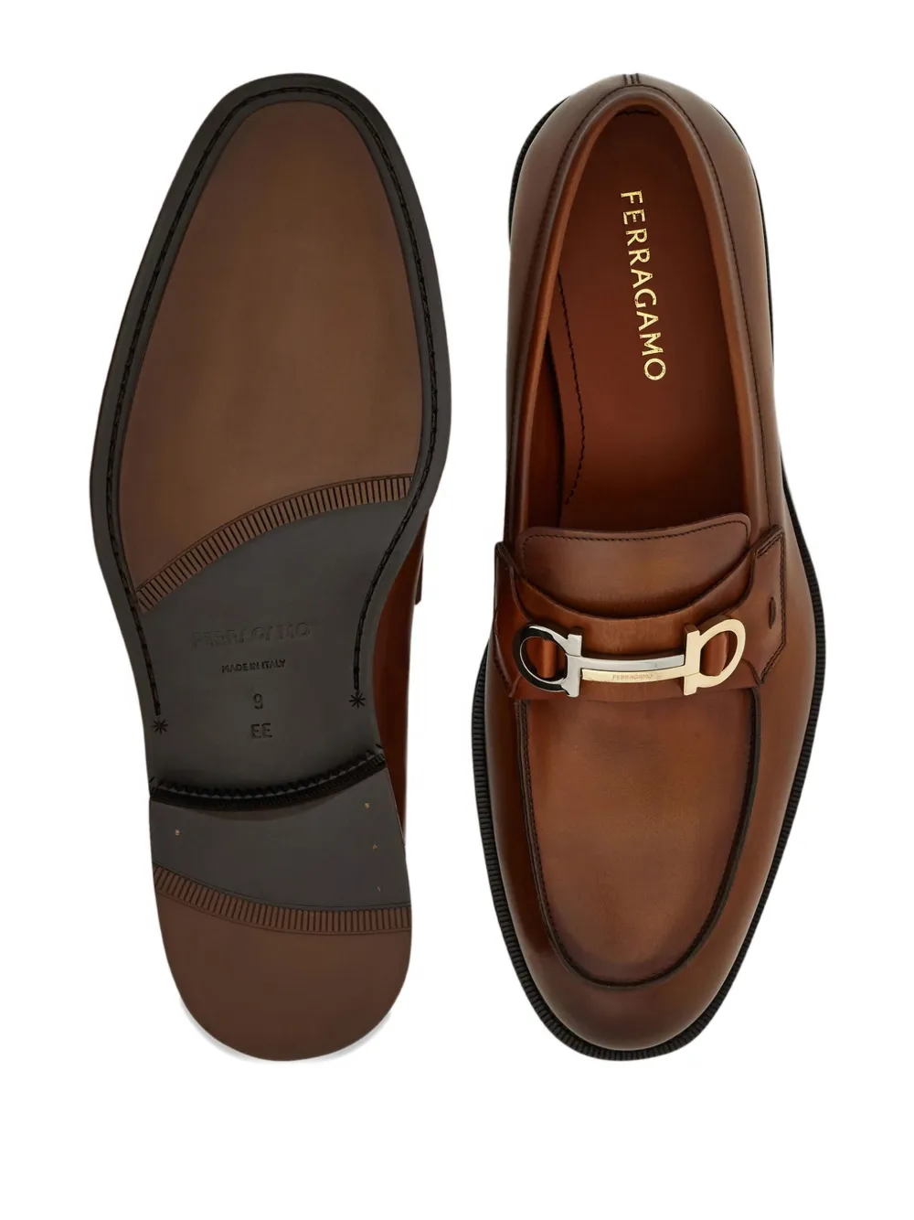 Ferragamo Gancini buckle loafers Brown