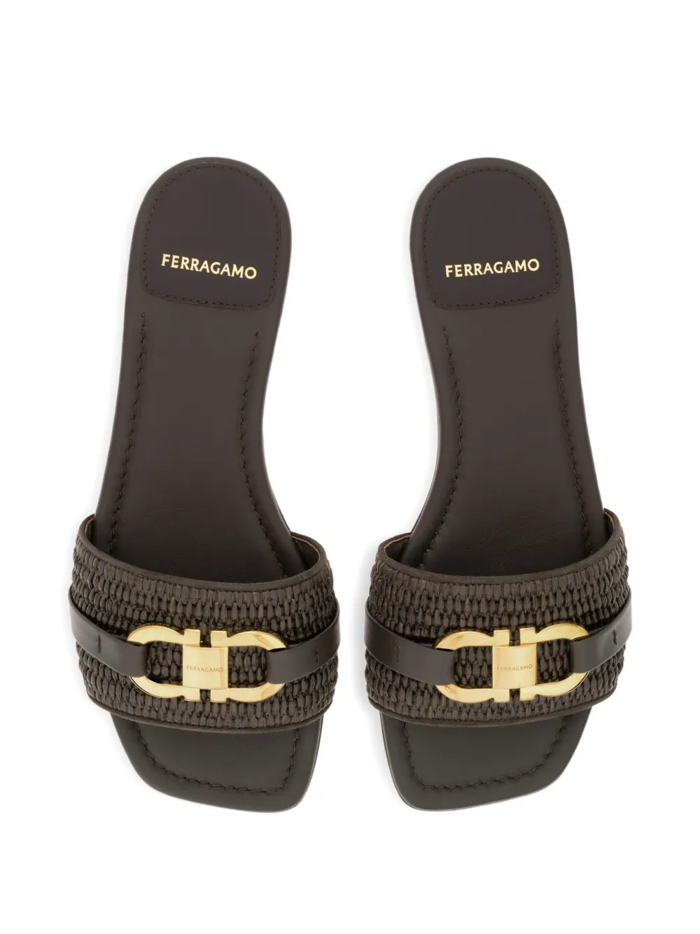 Ferragamo wicker-strap flat sandals Brown
