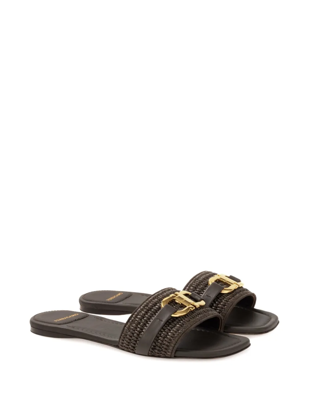 Ferragamo wicker-strap flat sandals Brown