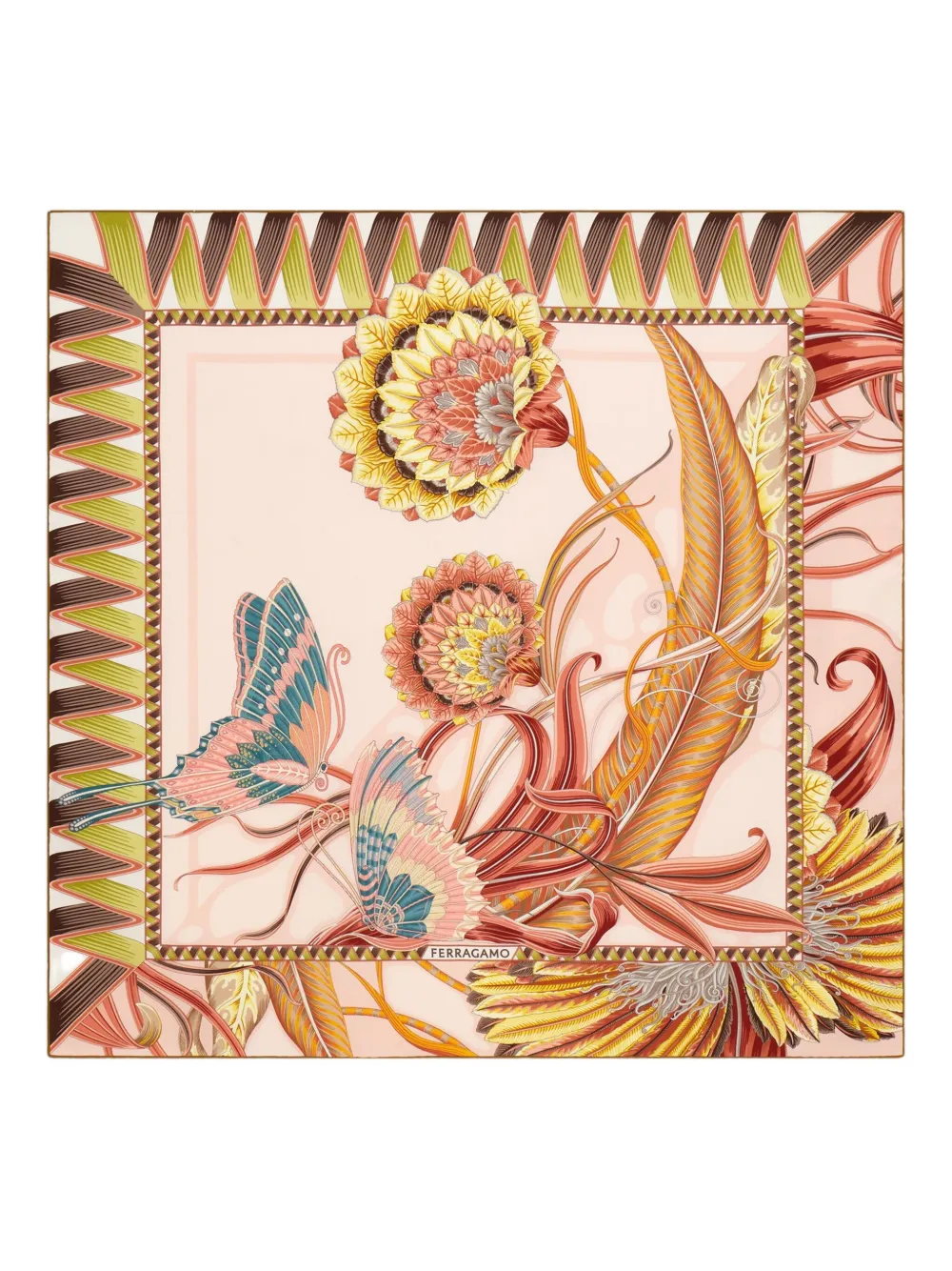 Ferragamo Zijden sjaal met print Roze