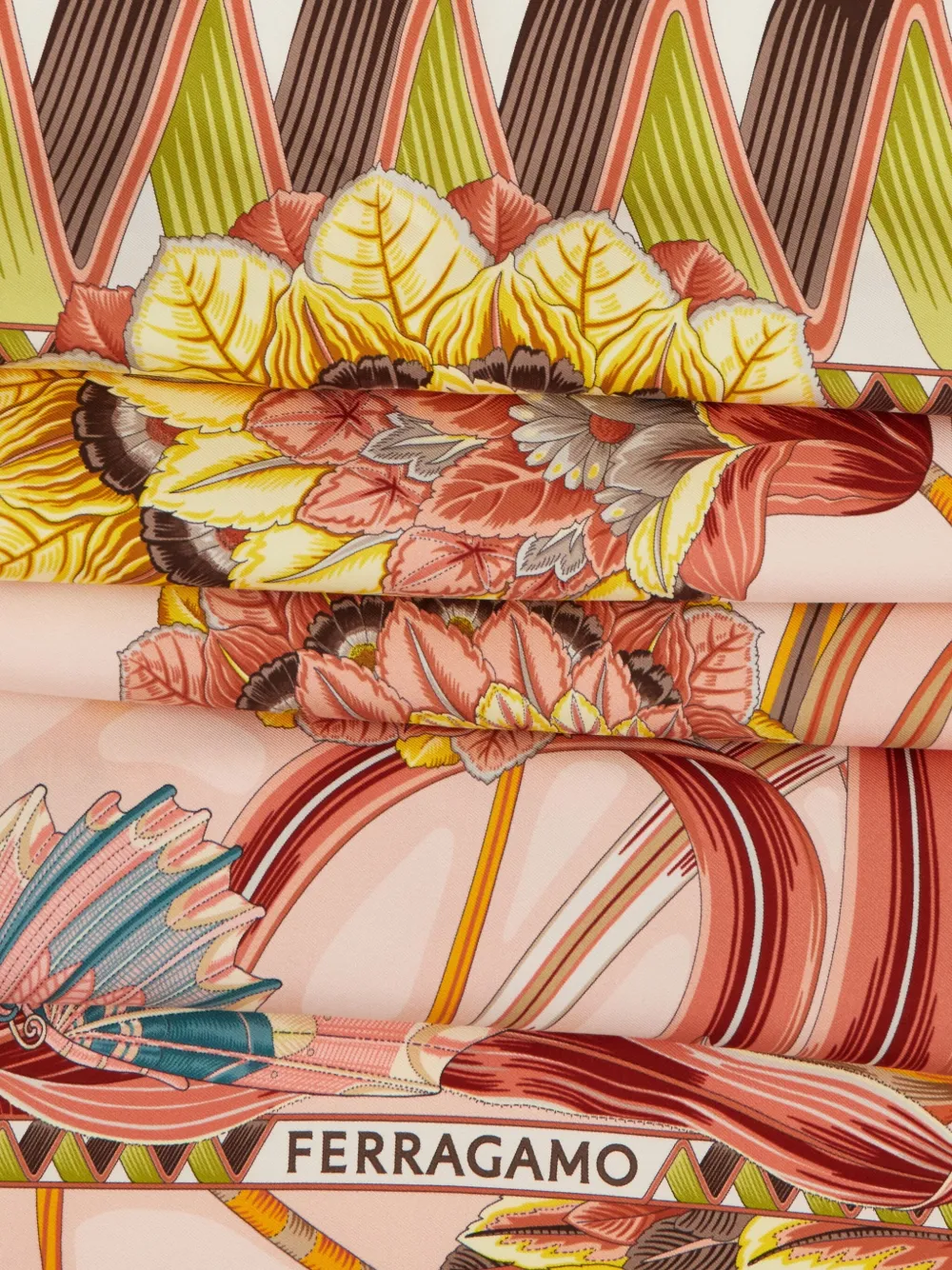 Ferragamo graphic-print silk scarf - Roze