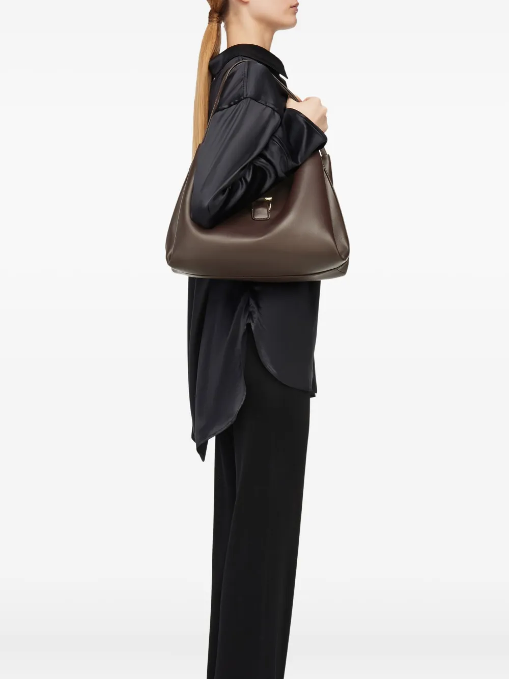 Ferragamo Leren shopper Grijs