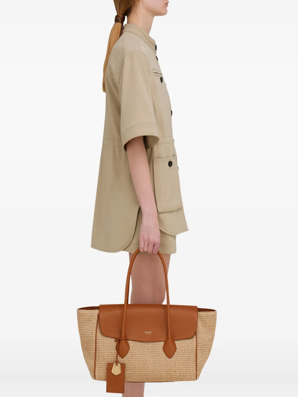 Ferragamo East-West grote shopper - Beige
