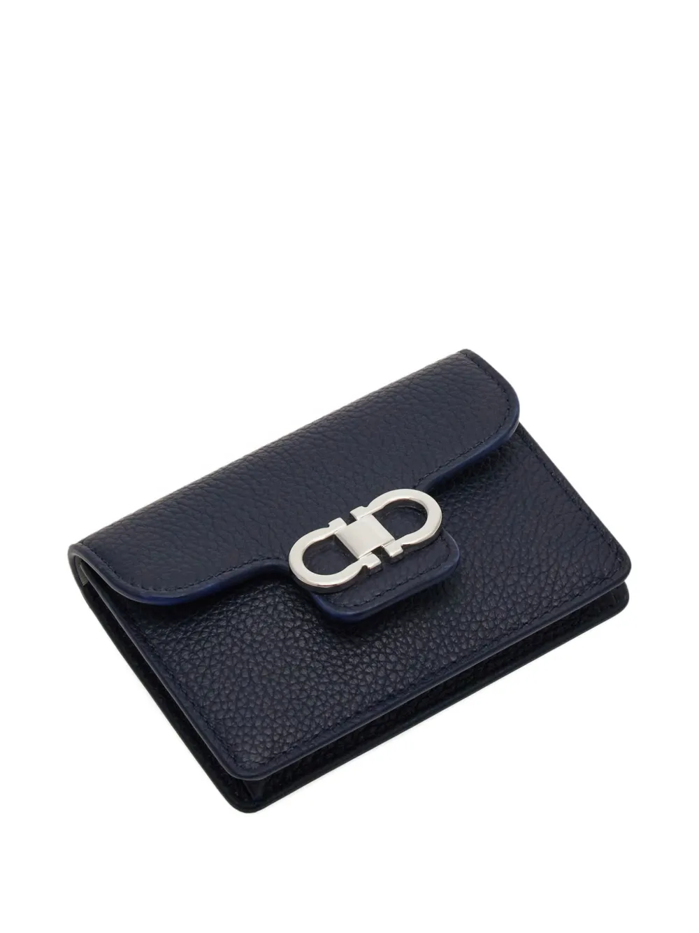 Ferragamo Gancini Calfskin Compact Wallet In Blue