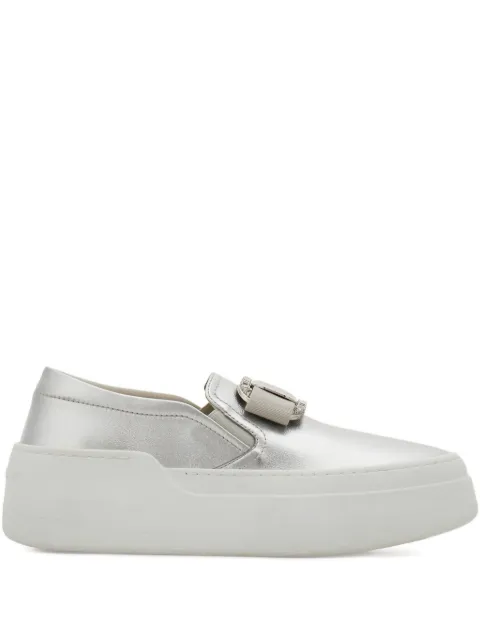 Ferragamo Vara-plate crystal-embellished slip-on trainers