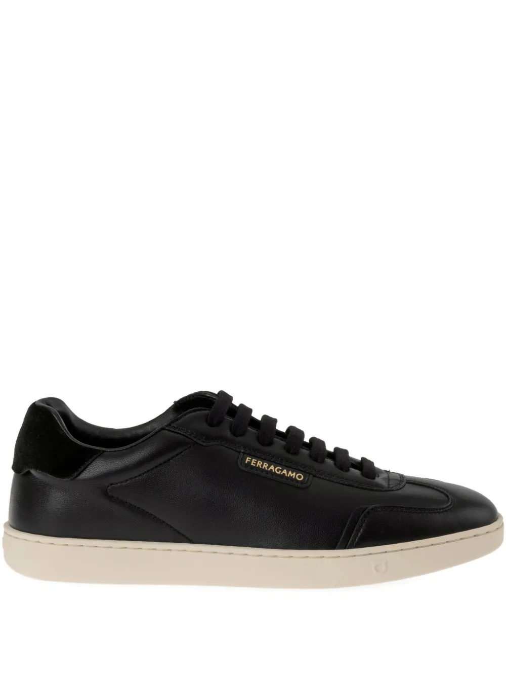 Ferragamo Suede-panel Leather Sneakers In Black