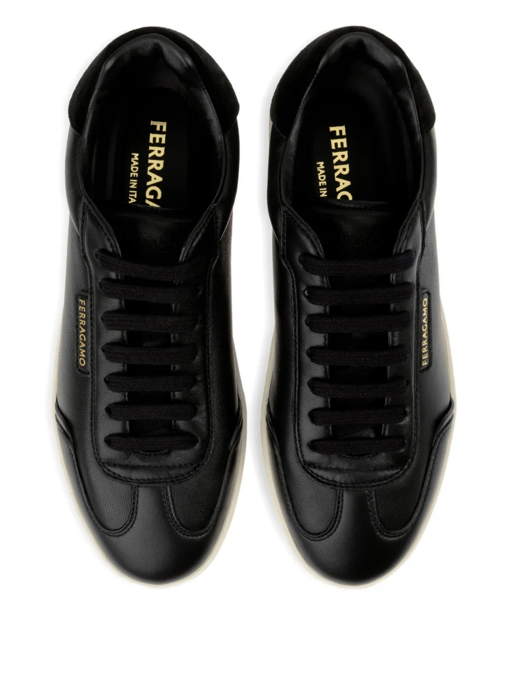 Ferragamo suede-panel leather sneakers Black